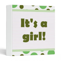 It's A Girl! Dot Design Light Green binders