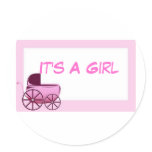 It's A Girl  Envelope Seals Round Sticker