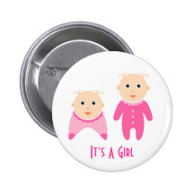 It's A Girl: Newborn Baby Girl Button