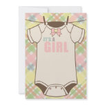 It's A Girl Plaid Onesie Baby Shower Invitations