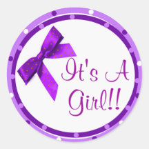 Its a Girl Purple Bow Stickers