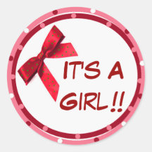It's a Girl Red Announcement Stickers