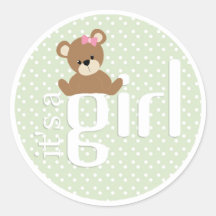 It's a Girl Teddy Bear Sticker