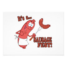 Its a Sausage Fest Funny Sausage Cooking Cartoon Custom Invitations