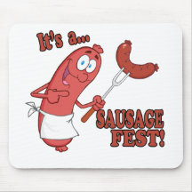 Its a Sausage Fest Funny Sausage Cooking Cartoon Mouse Pads