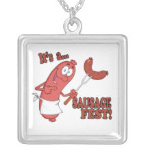 Its a Sausage Fest Funny Sausage Cooking Cartoon Jewelry