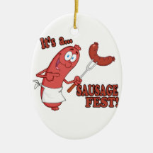 Its a Sausage Fest Funny Sausage Cooking Cartoon Ornaments