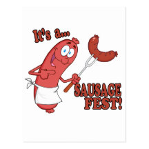 Its a Sausage Fest Funny Sausage Cooking Cartoon Postcard