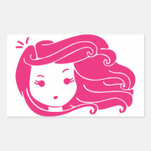 It's A Windy Day (Pink-Haired Girl) Rectangular Sticker