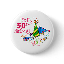 It's My 50th Birthday (Party Hats) Pins