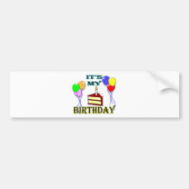 It's My Birthday with Cake Bumper Sticker bumper stickers
