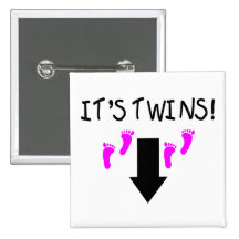 Its Twin Girls Pinback Button