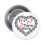 Its Twin Girls Pink Footprints Hearts