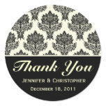 Ivory and Black Damask Customizable Stickers