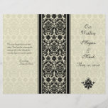 Ivory and Black Damask Wedding Program Full Colour Flyer