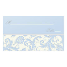 Ivory and Blue Damask Placecards Business Card