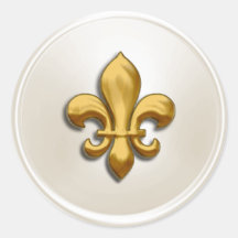 Ivory and Gold  Fleur de Lis Envelope Seal Sticker