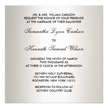 Ivory Black Tie Damask Wedding Invitations