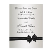 Ivory Black Tie Damask Wedding Invitations Post Card