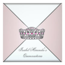 Ivory Blush Tiara Classy Quinceanera 15th Party Custom Invitation
