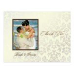 Ivory Damask Thank You Photo postcards