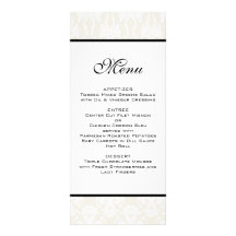Ivory Damask Wedding Menu Customized Rack Card
