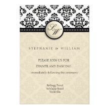 Ivory Damask Wedding Reception Card Personalized Invitation