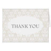 Ivory Damask Wedding Thank You Card