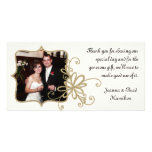 Ivory & Gold Wedding Photo Thank You Card Photo Greeting Card