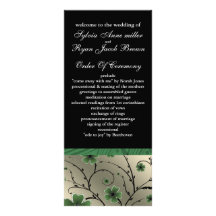 ivory green and black floral Wedding program Customized Rack Card
