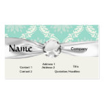 ivory greens damask pattern business card template