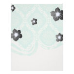 ivory greens damask pattern custom letterhead