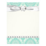 ivory greens damask pattern letterhead