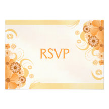 Ivory Hibiscus Elegant Custom RSVP Response Cards Invite