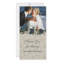 Ivory Lace Blue Flowers Photo Card