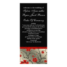 ivory red and black floral Wedding program Customized Rack Card