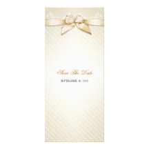 Ivory Ribbon Gold Stripes Wedding Save the Date S4 Custom Announcement