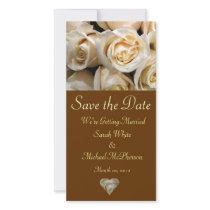 Ivory Rose Wedding Announcement Card Picture Card