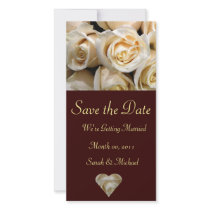 Ivory Rose Wedding Announcement Card Picture Card