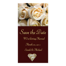 Ivory Rose Wedding Announcement Card Picture Card