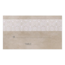 Ivory Rustic Lace Wedding Place Card Business Card