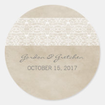 Ivory Rustic Lace Wedding Stickers