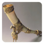 Ivory tusk drinking horn with silver-gilt mounts stickers