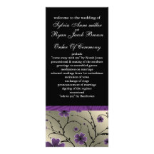 ivory violet  and black floral Wedding program Personalized Rack Card