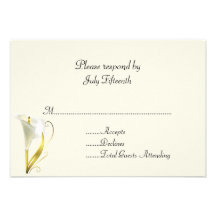 Ivory with Calla Lily Wedding RSVP Card Personalized Invitations