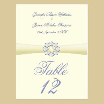 Ivory with Pearl & Diamonds Table Number & Menu postcards