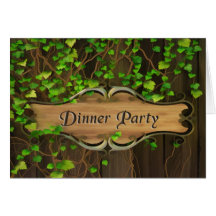 Ivy Covered Fence & Carved Wood Plaque Dinner Greeting Cards