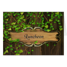 Ivy Covered Fence & Carved Wood Plaque Luncheon Greeting Cards