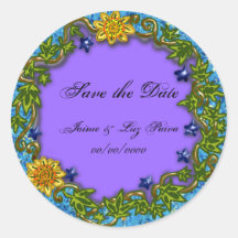 ivy save the date round sticker