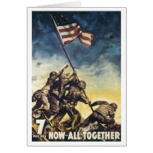 Iwo Jima flag raising colour war graphic vintage Greeting Card